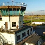 The Iconic runway control tower at Bentwaters parks film studio in Suffolk